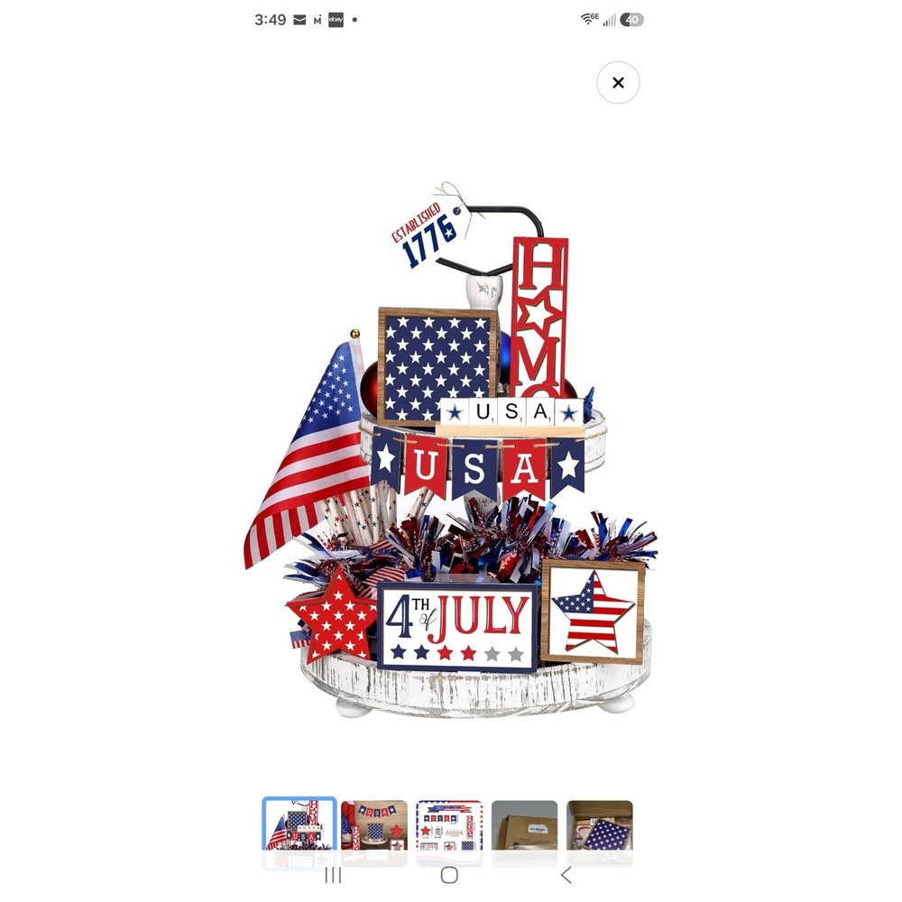 FairySandy 13 Pcs 4th of July Tiered Tray Decor Patriotic Signs | Classic